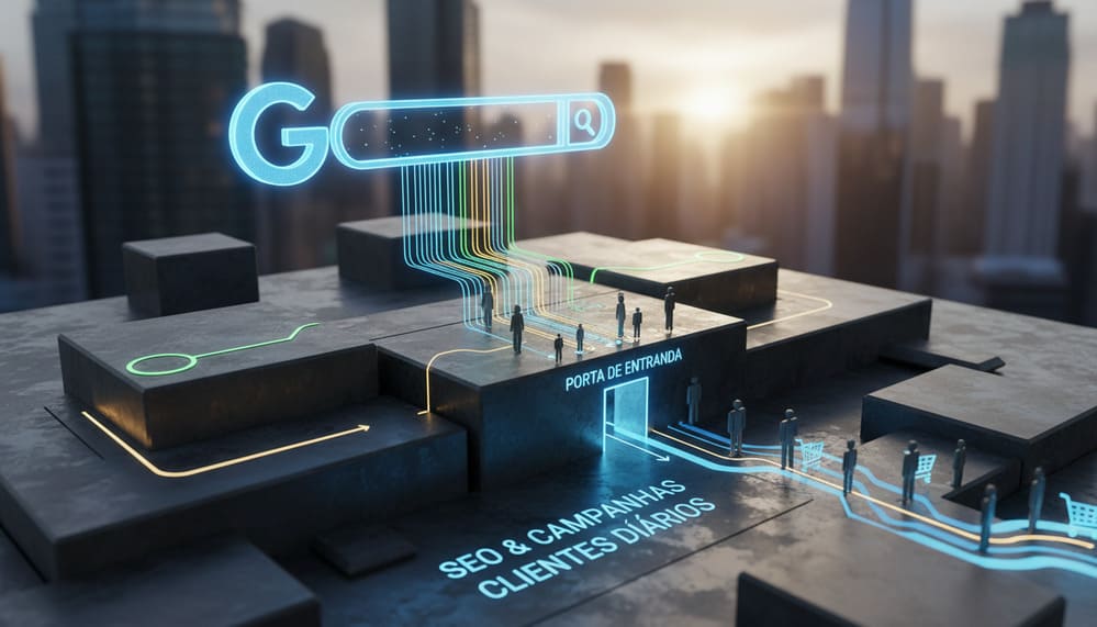 Aparecer no Google é a estratégia base para empresas atraírem clientes diários usando SEO e campanhas assertivas