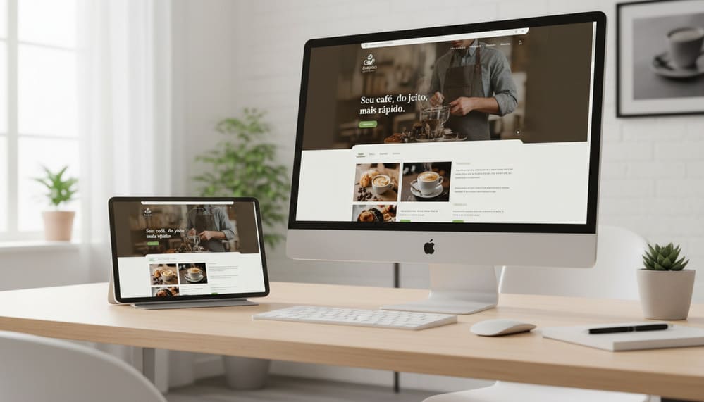 Exemplo do layout de um site profissional rápido criado para pequenas empresas