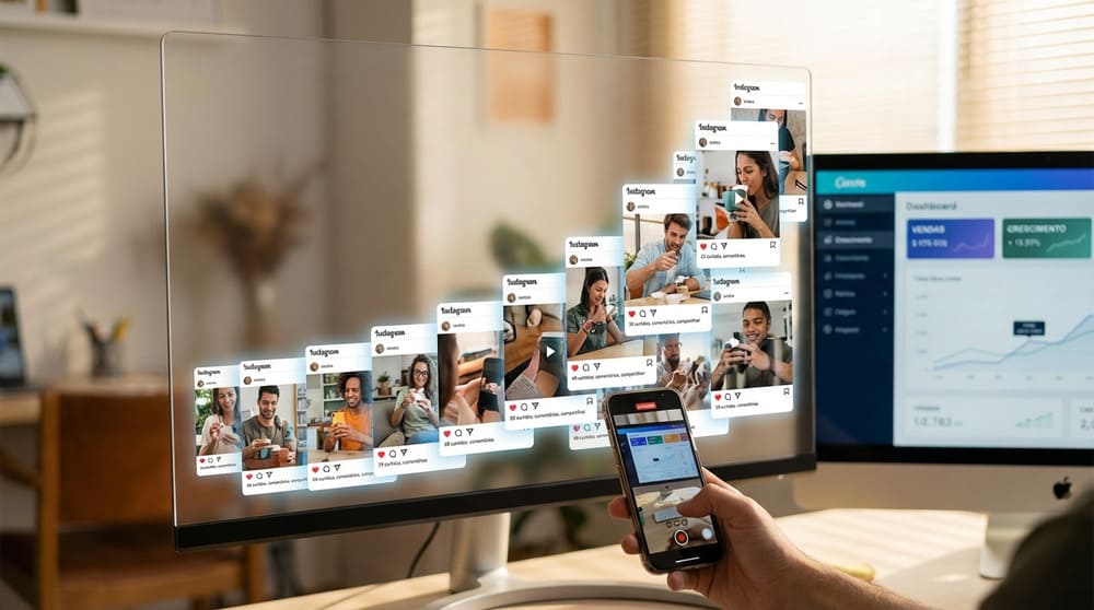 Gráficos subindo indicando o crescimento das vendas de uma marca no Instagram com conteúdo raiz
