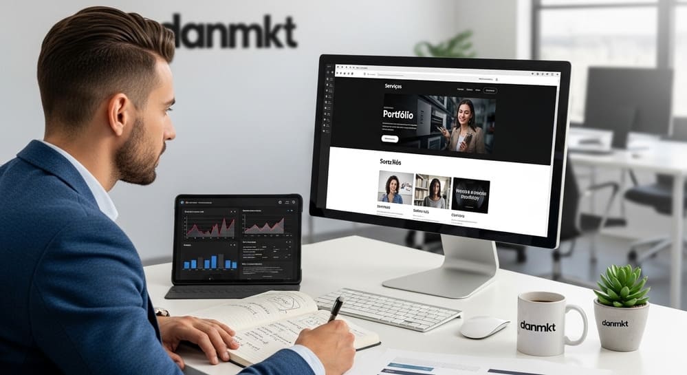 Profissional desenvolvendo fluxo de anúncios pagos para divulgação no Google Ads