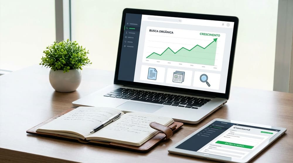 Crescimento visível de ranqueamento nas primeiras abas através de conteúdo original gerado organicamente para o site