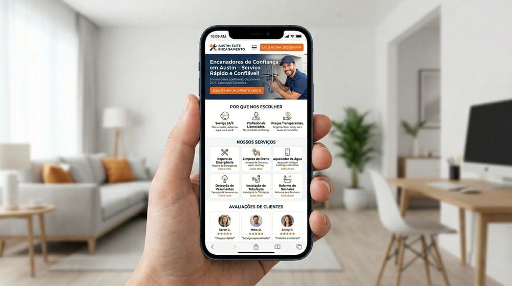 Layout de um Site OnePage focado em celular e conversão de vendas para empresas e negócios locais
